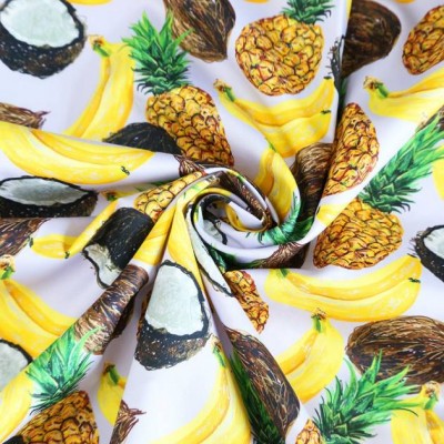 Custom Digital Printing Fruit Design On 100% Cotton Satin Fabric For Garment