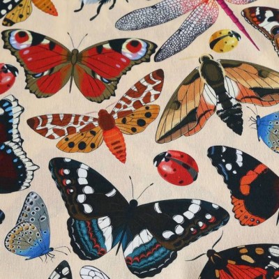 Digital Printing Butterfly Pattern On Cotton Linen Fabric For Dress